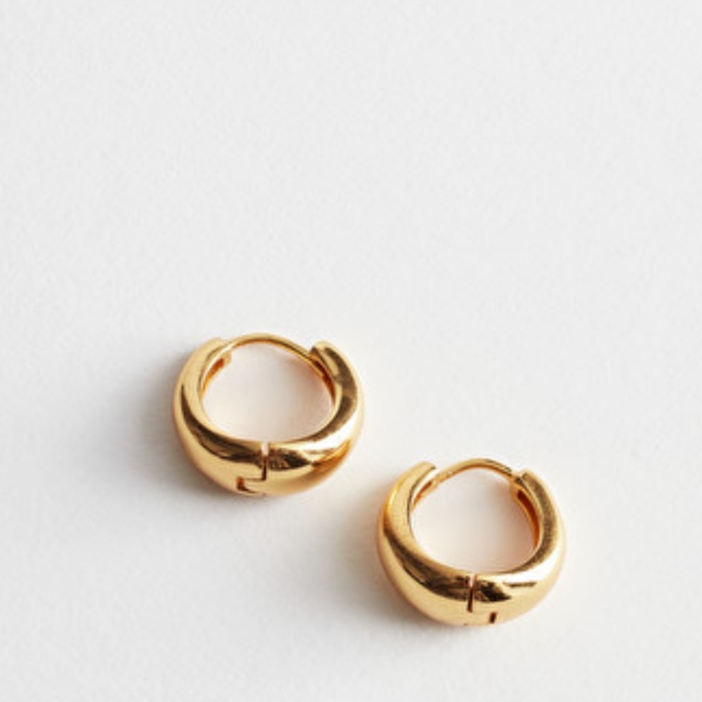& Other Stories Chunky Gold Plated Mini Hoop Earrings— New!